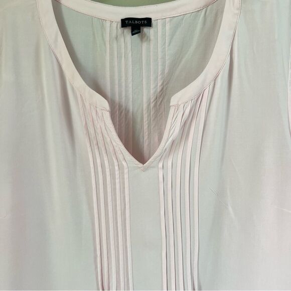 Talbots Pintuck Three Quarter Sleeve Pink Lightweight Tunic Blouse Size XL - Picture 3 of 12